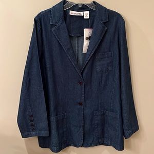 NWT Silhouettes blazer jacket size 16 blue chambray pockets buttons lightweight